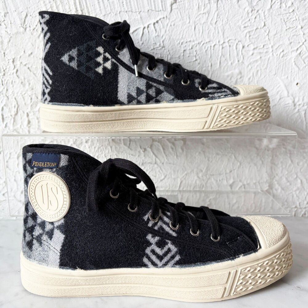 Pendleton Wool High Top Sneaker Women's Size 40/9 Grey Scale